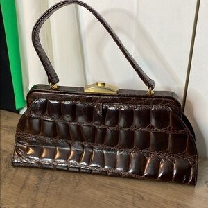 Glen Miller for Ann Turk | Vintage Brown Leather Crocodile-Embossed Handbag